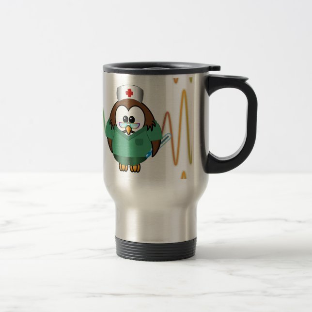 Mug De Voyage hibou d'infirmière (Droit)