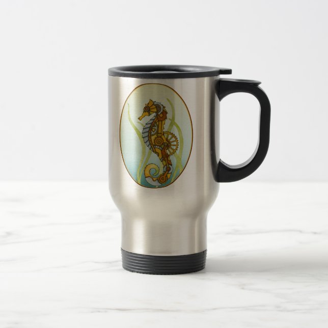 Mug De Voyage Hippocampe de Steampunk (Droit)