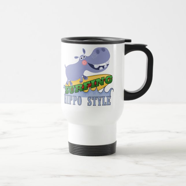 Mug De Voyage Hippopotame de surfer (Droite)