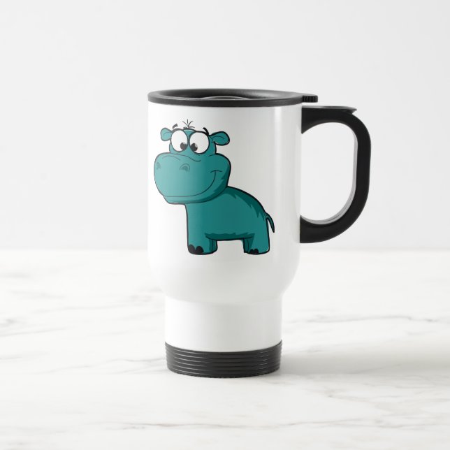 Mug De Voyage Hippopotame heureux bleu (Droite)