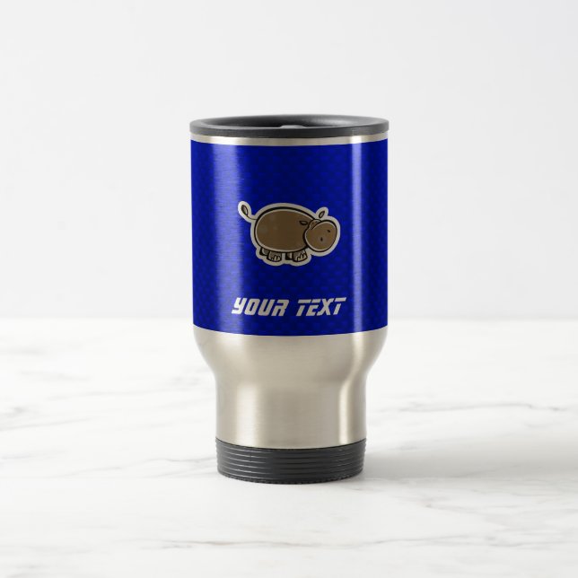Mug De Voyage Hippopotame mignon ; Bleu (Centre)