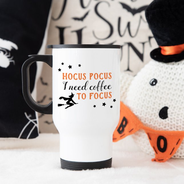 Mug De Voyage Hocus Pocus Moderne Orange et Noir Halloween (Créateur téléchargé)