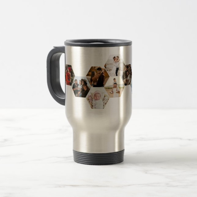 Mug De Voyage Honeypeb Hexagon Photo Collage 11 Photos Café (Devant gauche)