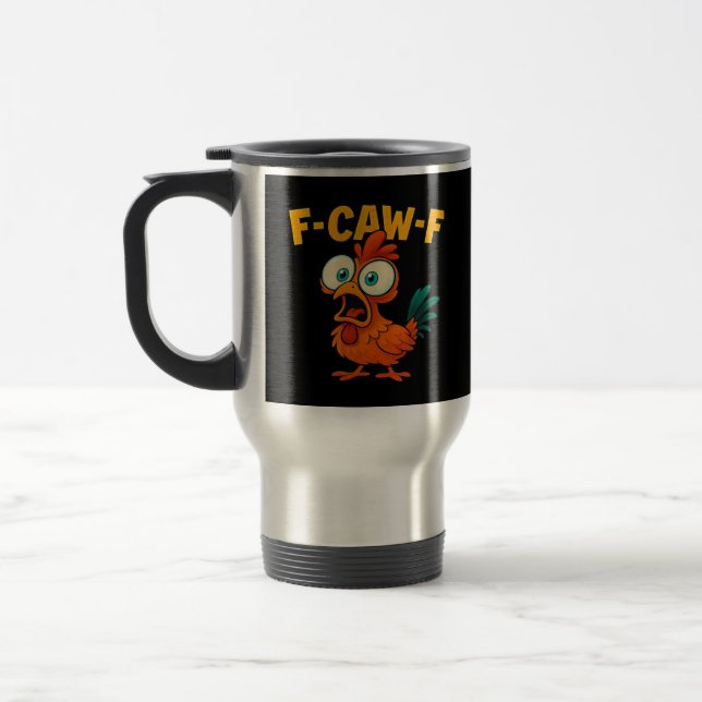 Mug De Voyage Humour Corbeau drôle F-Caw-F Gothique (Gauche)