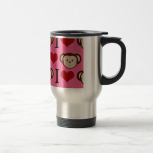 Mug De Voyage I Heart Monkey Pink I Love Monkeys Valentines