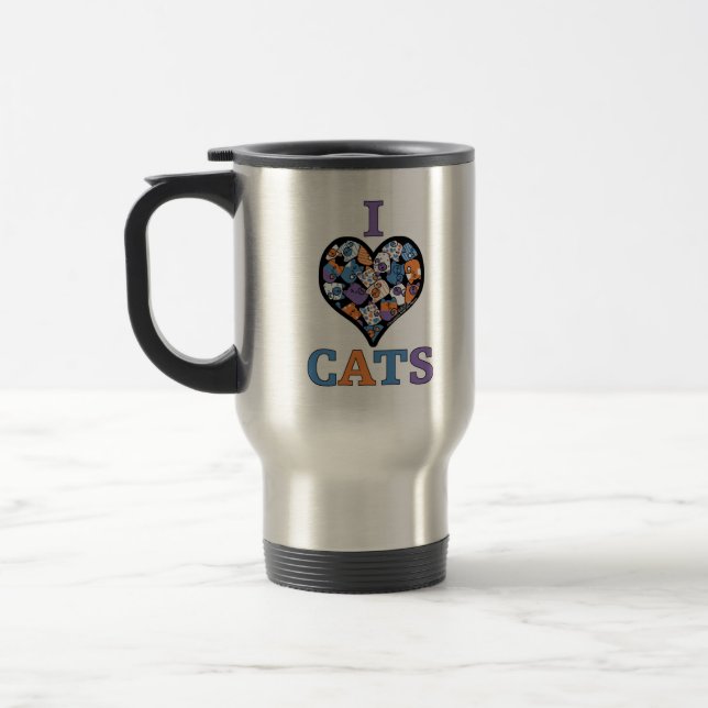Mug De Voyage I Love Cats - Coeur de collage (Gauche)