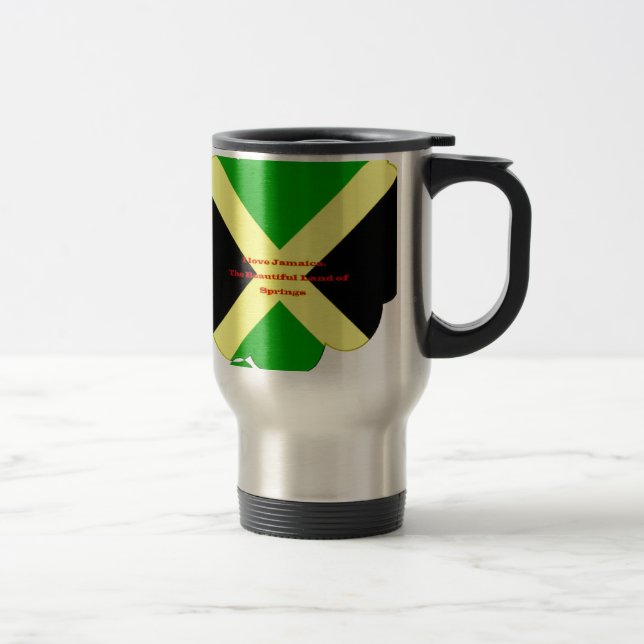 Mug De Voyage I Love Jamaica Text on Flag Art Print (Droit)