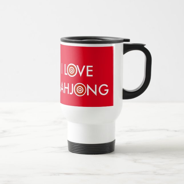 Mug De Voyage I Love Mahjong - Roue Remplace O (Texte Blanc) (Droite)