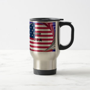 Mug De Voyage I Love U.S.A. Swirl : Patriotic Heart Art Imprimer
