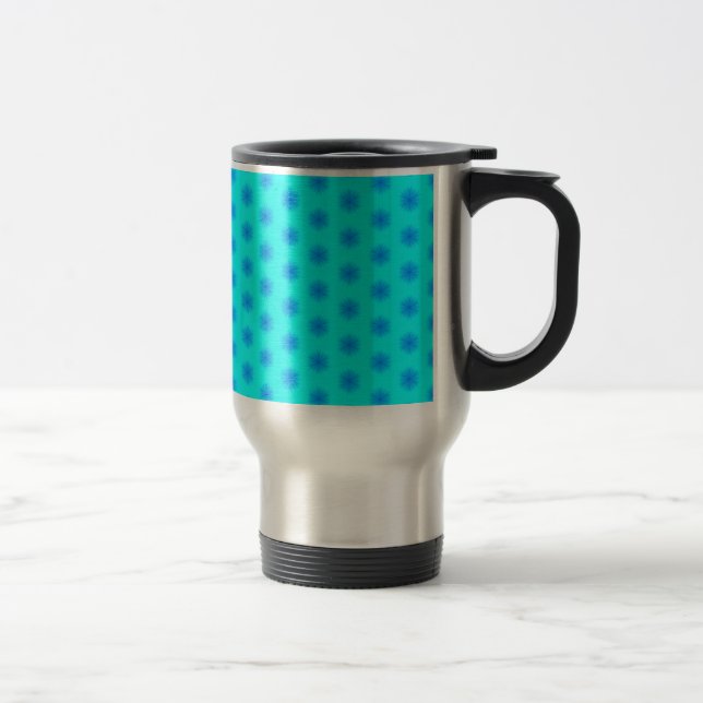 Mug De Voyage Icy Aqua et Blue Snowflake Motif (Droit)