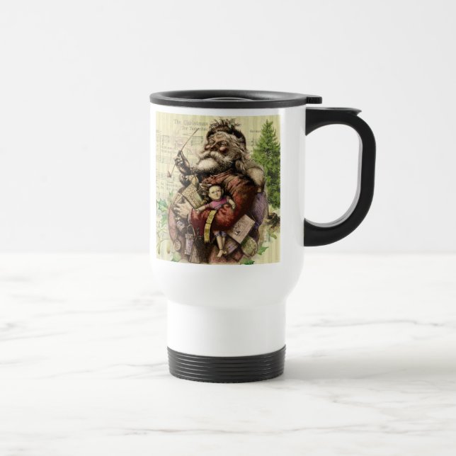 Mug De Voyage Illustration classique de Thomas Nast du Père Noël (Droite)