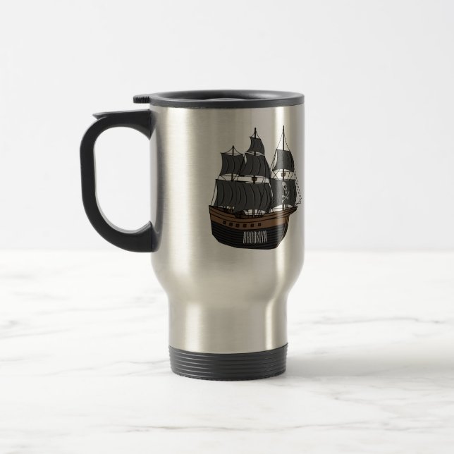 Mug De Voyage Illustration de bateau pirate (Gauche)