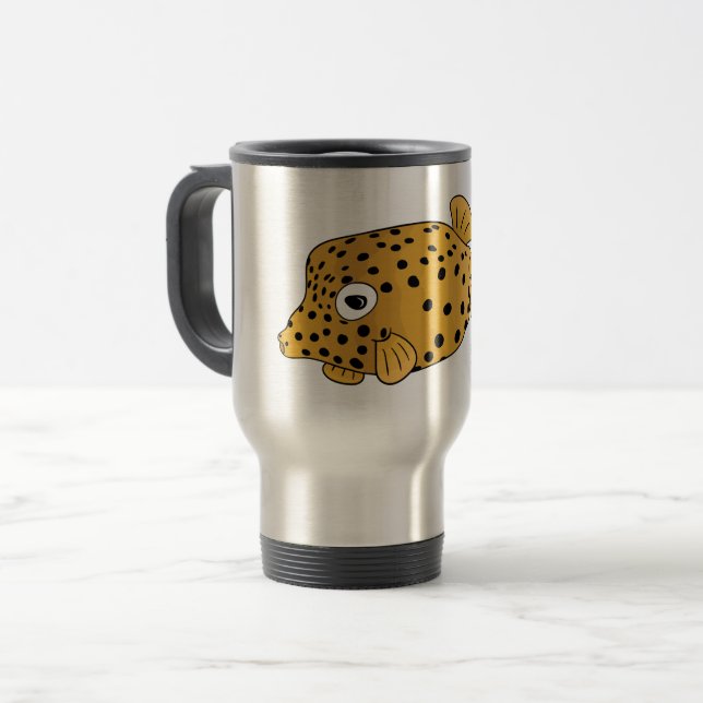 Mug De Voyage Illustration de boxfish jaune (Devant gauche)