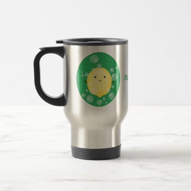 Mug De Voyage Illustration de bulles de caricatures de citron mo (Gauche)