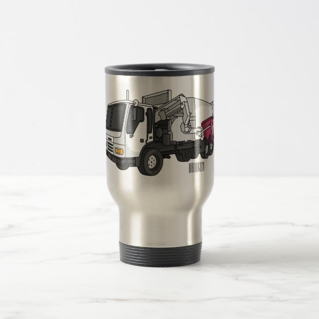Mug De Voyage Illustration de camion à ordures (Centre)