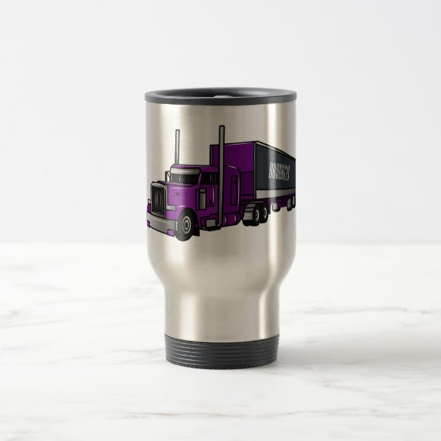 Mug De Voyage Illustration de camion semi-remorque (Centre)