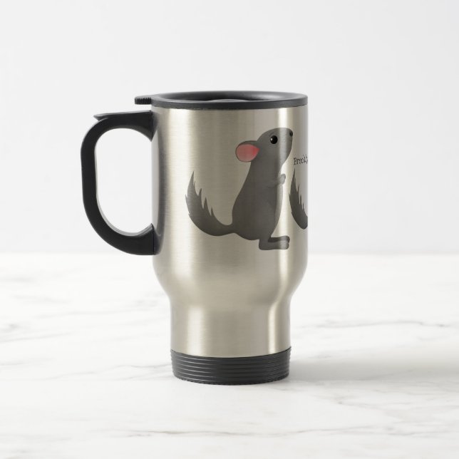 Mug De Voyage Illustration de chinchilla gris mignon (Gauche)