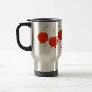 Mug De Voyage Illustration de dessin animé de cerises rouges sau