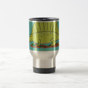 Mug De Voyage Illustration de dessin animé de dimétrodon vert mi