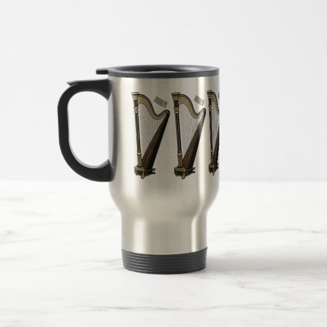 Mug De Voyage Illustration de dessin animé sur la harpe (Gauche)