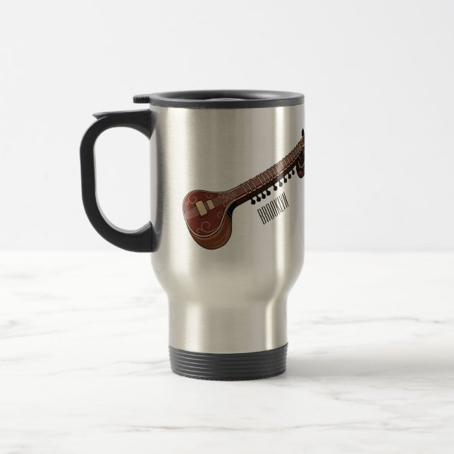 Mug De Voyage Illustration de dessin de Sitar (Gauche)