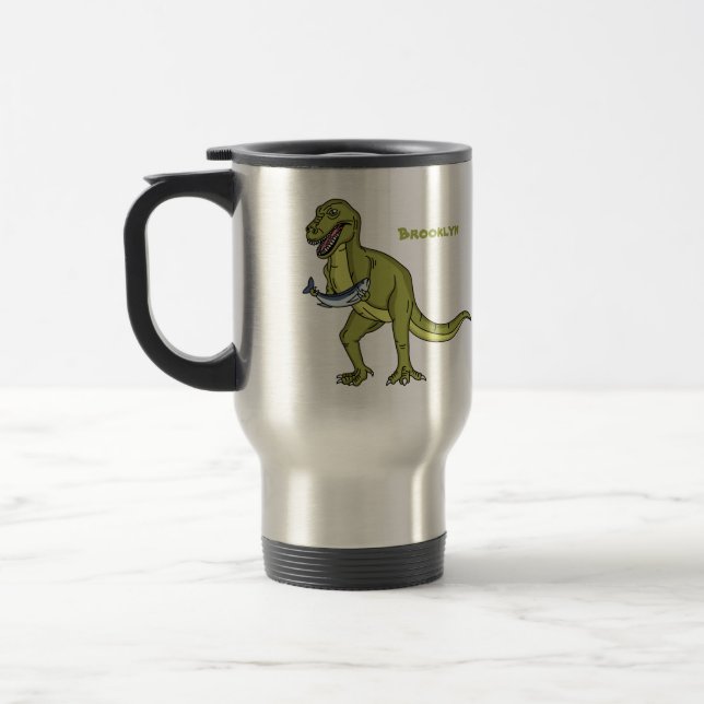 Mug De Voyage Illustration de dinosaure T rex drôle (Gauche)