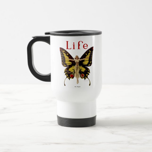 Mug De Voyage Illustration de femme de Leyendecker papillon Flap (Gauche)