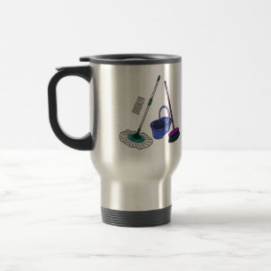 Mug De Voyage Illustration de la bande dessinée Broom & mop