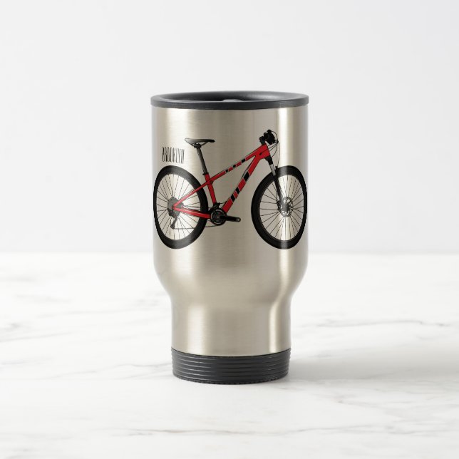 Mug De Voyage Illustration de la bande dessinée de vélo (Centre)
