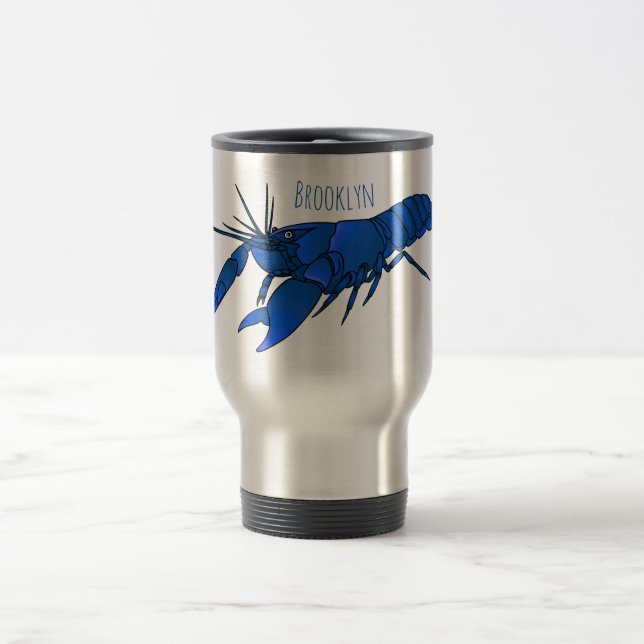 Mug De Voyage Illustration de l'écrevisse marron bleu (Centre)