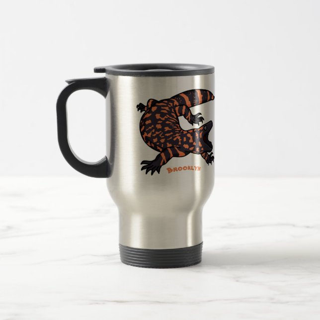 Mug De Voyage Illustration de lézard géant affamé (Gauche)