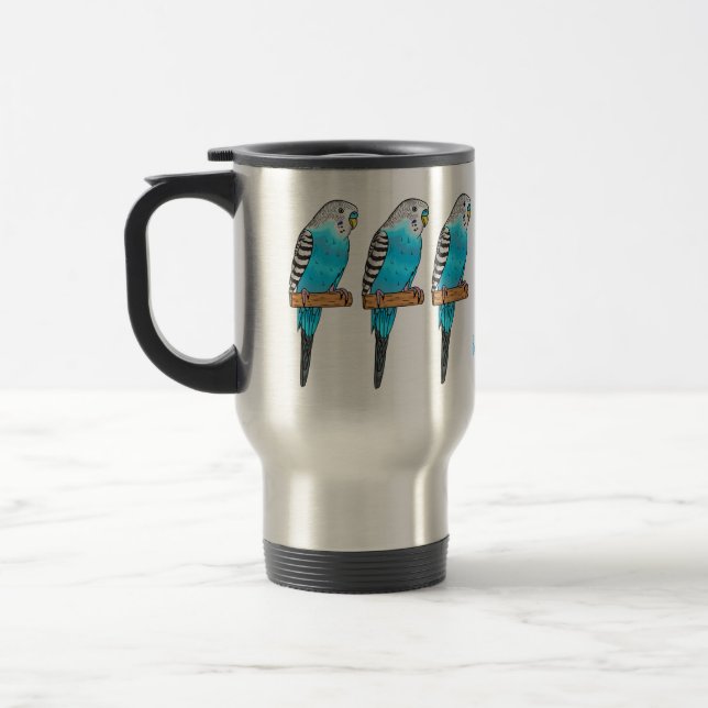 Mug De Voyage Illustration de l'oiseau bleu budgerigar (Gauche)