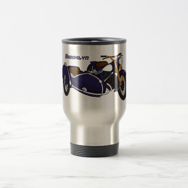 Mug De Voyage Illustration de moto pourpre Sidecar (Centre)