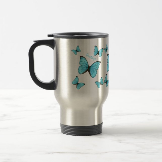 Mug De Voyage Illustration de papillons Morpho (Gauche)
