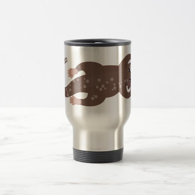 Mug De Voyage Illustration de plongée de loutre mignonne (Centre)