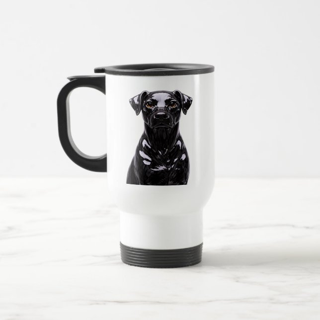 Mug De Voyage Illustration de visage de chien noir (Gauche)