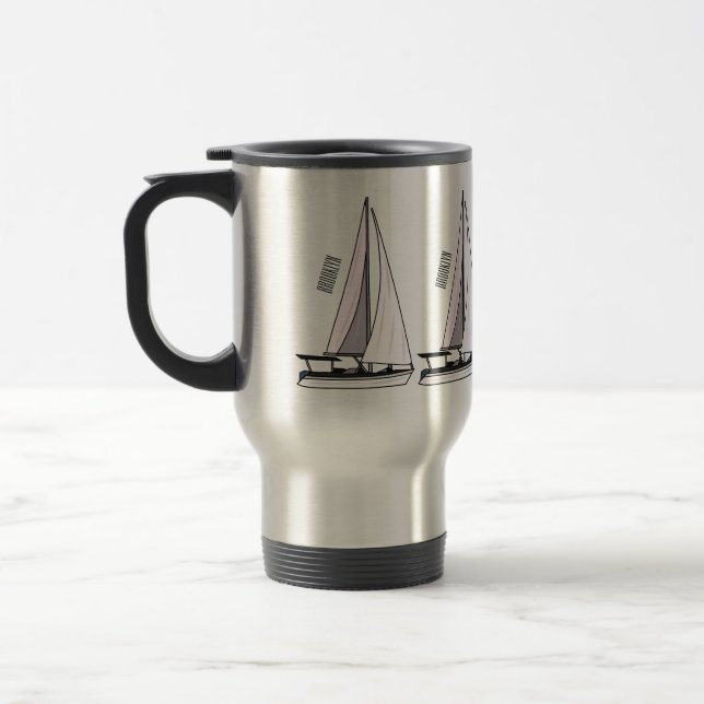 Mug De Voyage Illustration de voilier (Gauche)