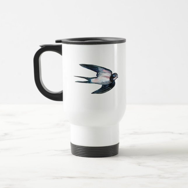Mug De Voyage Illustration de vol d'hirondelle de grange (Gauche)
