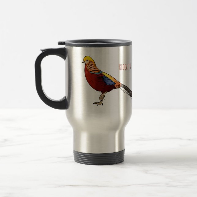 Mug De Voyage Illustration d'oiseau de faisan doré (Gauche)