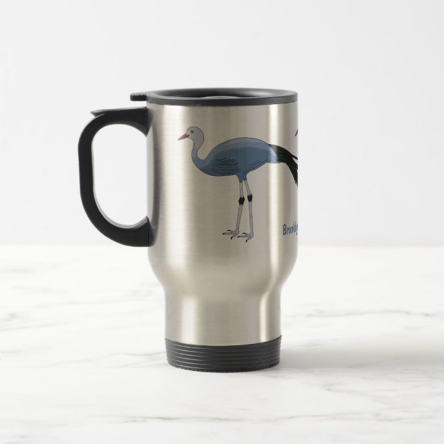Mug De Voyage Illustration d'oiseau de grue bleue (Gauche)