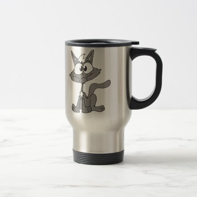 Mug De Voyage Illustration drôle de chat (Droit)