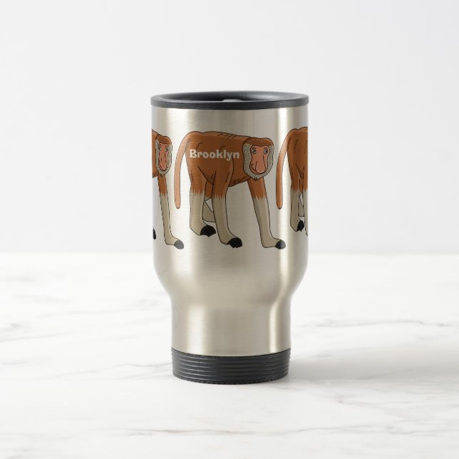 Mug De Voyage Illustration drôle de singe proboscis (Centre)