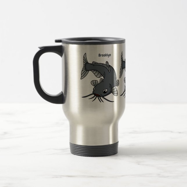 Mug De Voyage Illustration du poisson-chat mignon (Gauche)