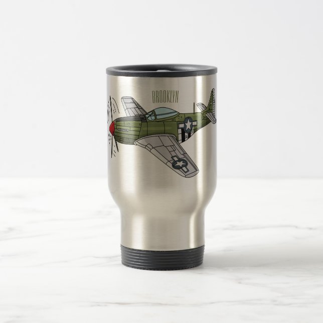 Mug De Voyage Illustration d'un avion militaire (Centre)