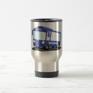 Mug De Voyage Illustration d'un bus moderne bleu mignon