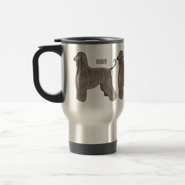 Mug De Voyage Illustration d'un chien hound afghan (Gauche)