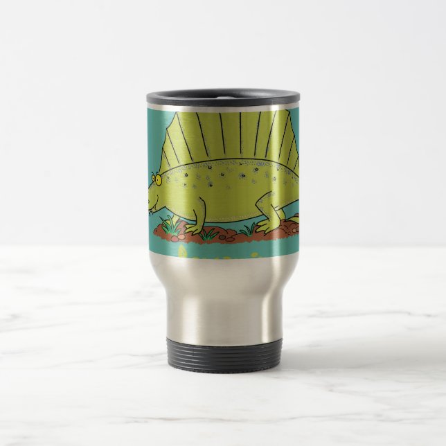 Mug De Voyage Illustration d'un dimétrodon vert mignon (Centre)