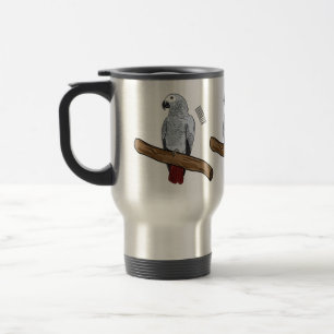 Mug De Voyage Illustration d'un perroquet gris en Afrique