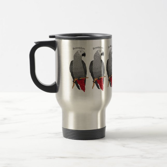 Mug De Voyage Illustration d'un perroquet gris en Afrique (Gauche)