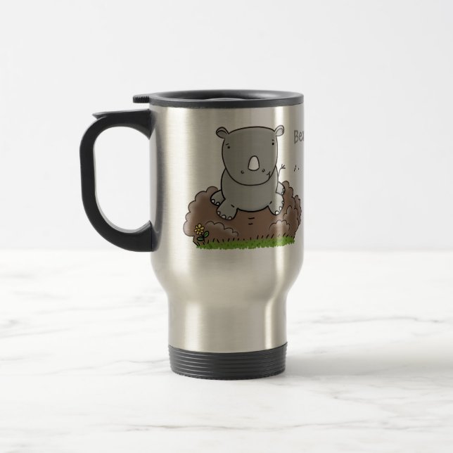 Mug De Voyage Illustration d'un petit rhinocéros (Gauche)